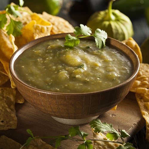 Homemade salsa verde with cilantro