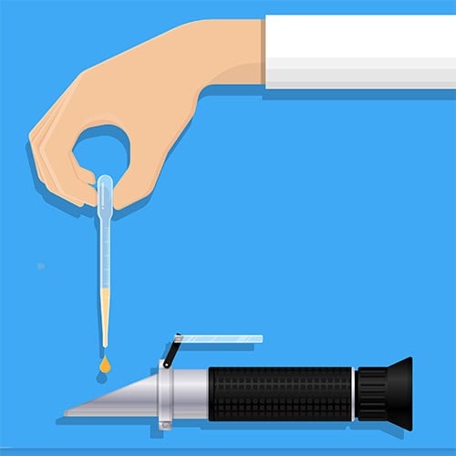 illustrated graphic of refractometer on blue background