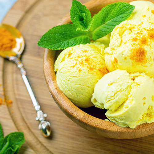 golden ice cream with tumeric