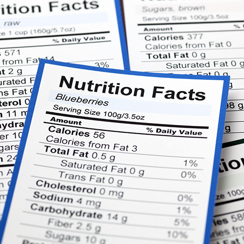 multiple stacked pieces of paper with nutrition facts