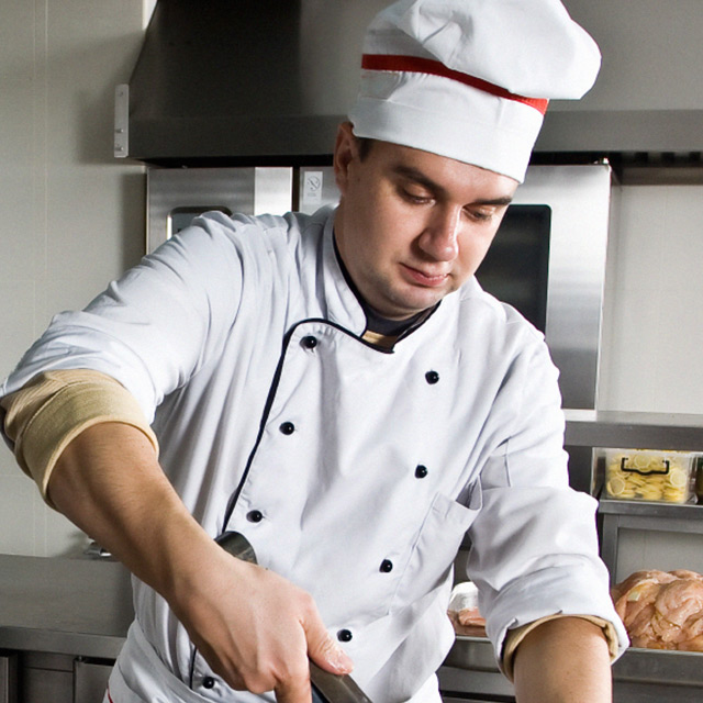chef working in a restaurant kitchen