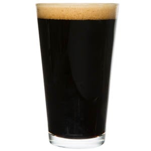 pint glass of Irish dry stout beer
