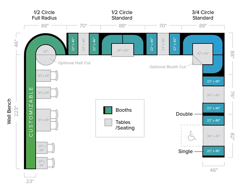 Booth Table Seating Guide - Sizing Chart, Materials & Layout