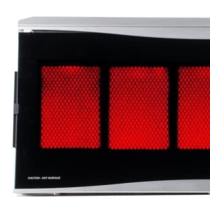 Stainless steel patio heater with three red heated panels