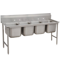 Regency 16 gauge stainless steel four compartment commercial sink with two drainboards