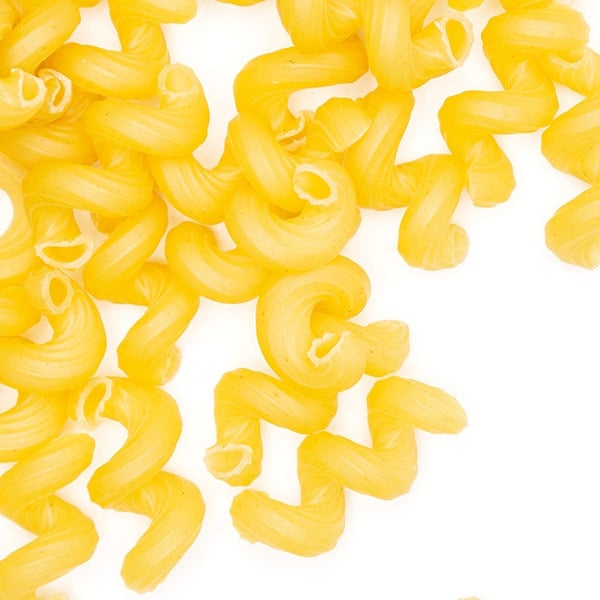 Close up of dry cavatappi pasta