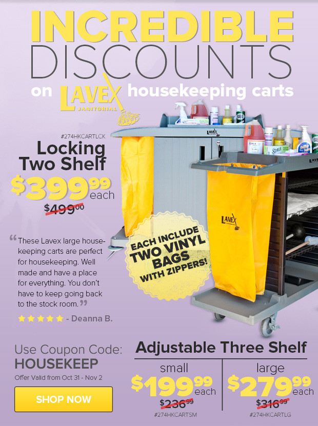 Lavex Housekeeping Carts on Sale!