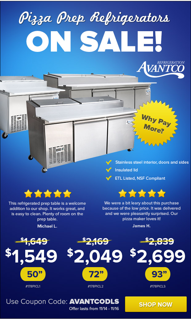 Avantco Pizza Prep Refrigerators On Sale!