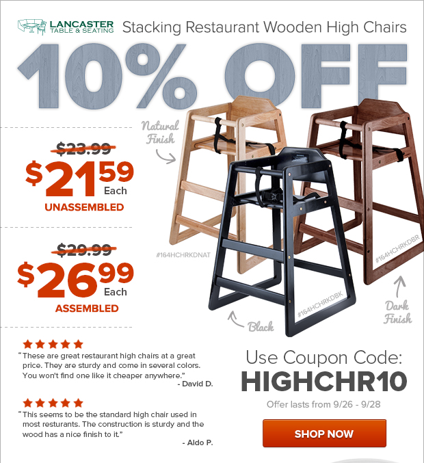 Stacking Restaurant Wooden High Chairs