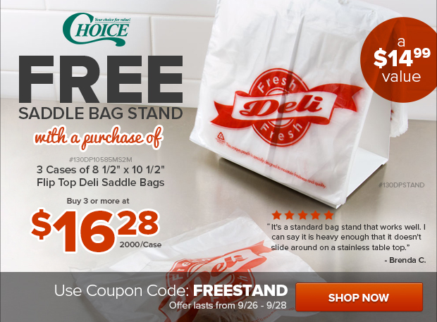 Free Saddle Bag with Purchase of Flip Top Deli Saddle Bags