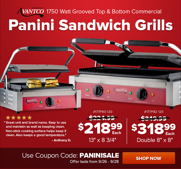 Avantco Panini Sandwich Grills