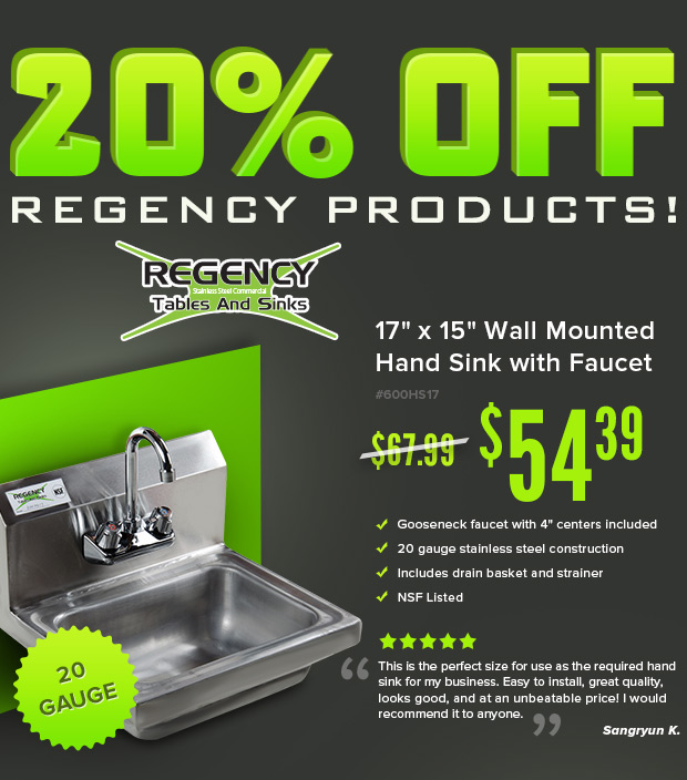 20% Off Regency Hand Sink With Faucet!