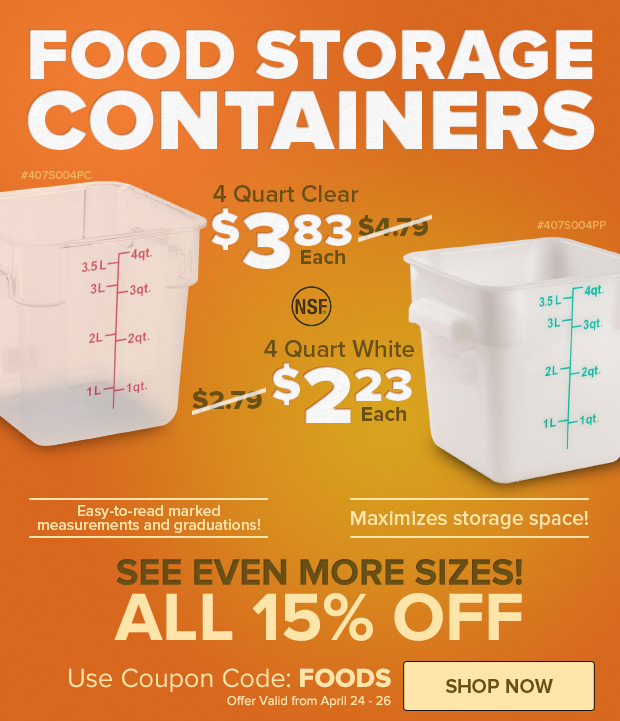 15% OFF or More on Food Storage Containers!