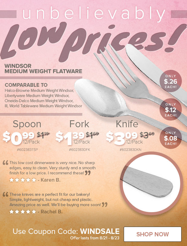 Low Prices on Windsor Flatware!