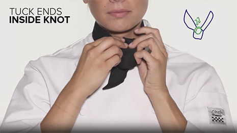 How to tie a neckerchief - step 7 - tuck ends inside knot