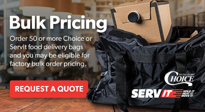 Request a bulk pricing quote on food delivery bags