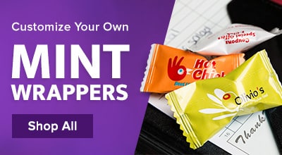 Customizable Chocolate Pastel Mints with White Candy Shell and Burgundy Wrapper - 1,000/Case