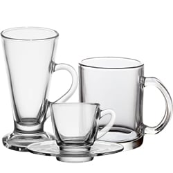 Glass Mugs, Cups, and Saucers