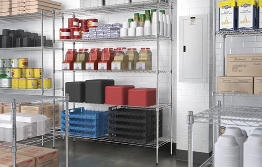 Commercial Garage inch. Posts inch. 30 NSF Chrome Dunnage Shelf with 14 x 48 Perfect for Home Cabinet Shelf Organizer inch. Kitchen Storage 