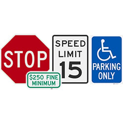 Traffic and Parking Lot Signs